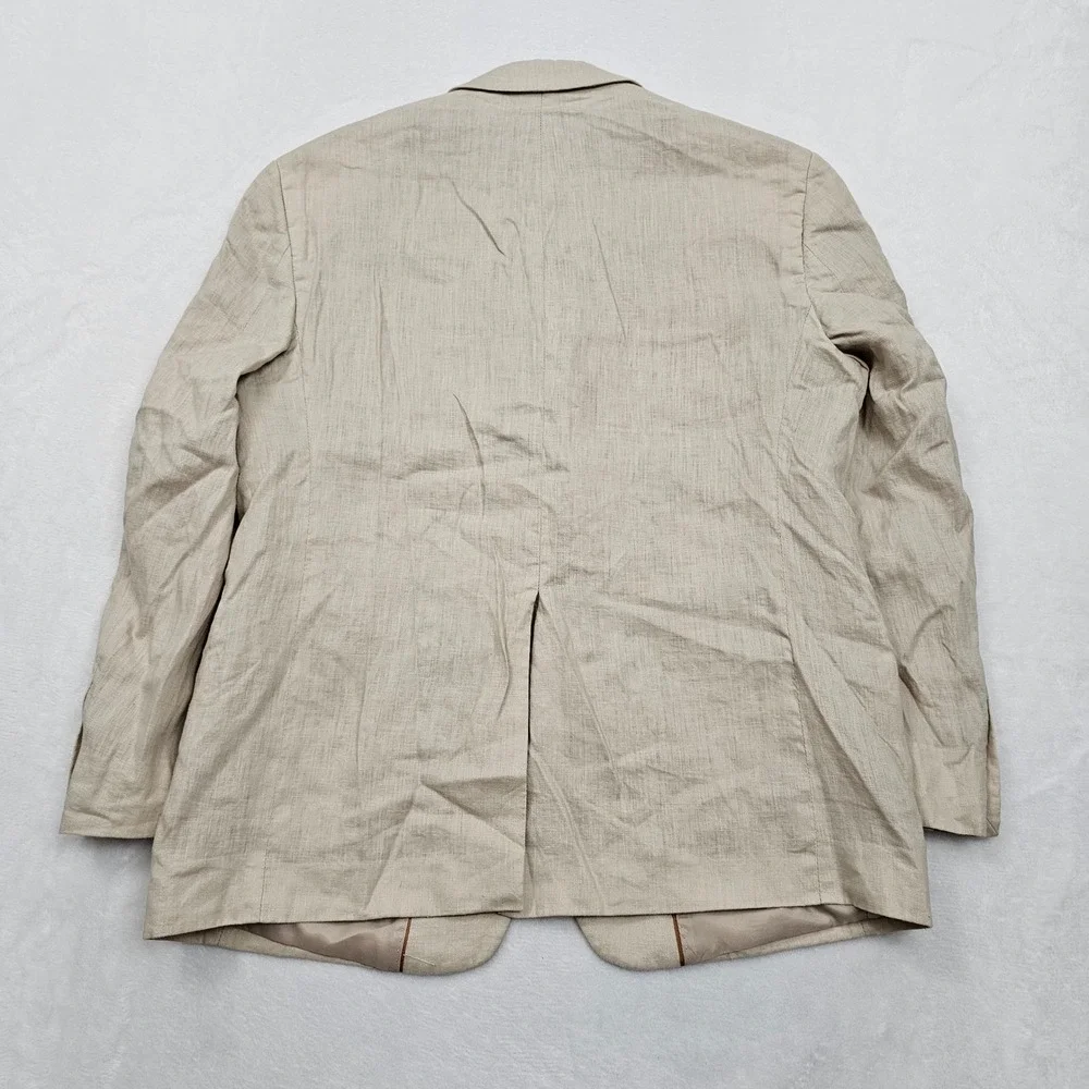Saddlebred Blazer Mens 42S Beige Linen Two Button Coastal Old Money Preppy